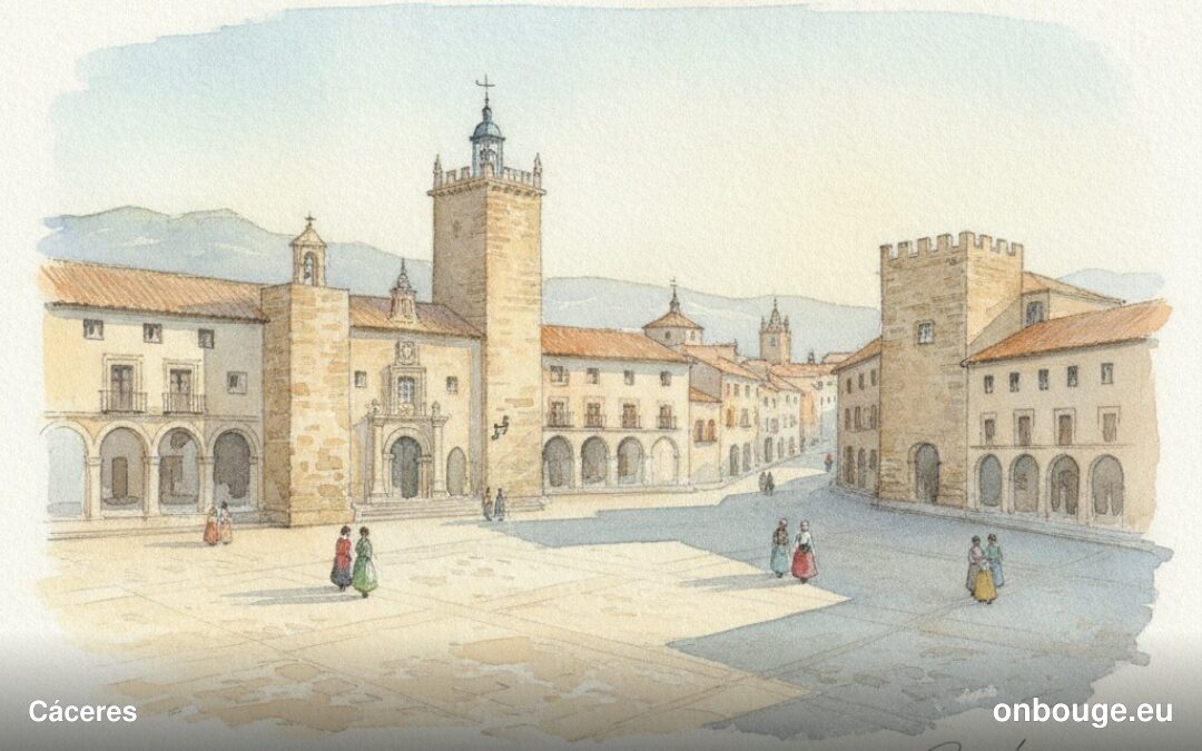 Aquarelle de Cáceres, Espagne