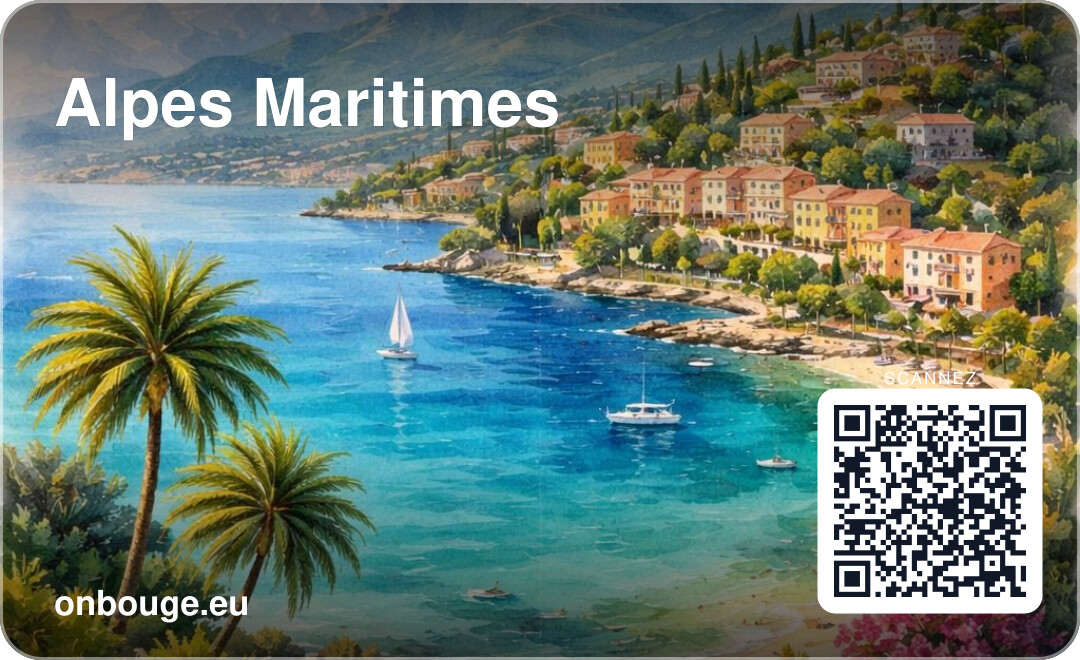 Aquarelle Alpes-Maritimes — carte OnBouge avec QR