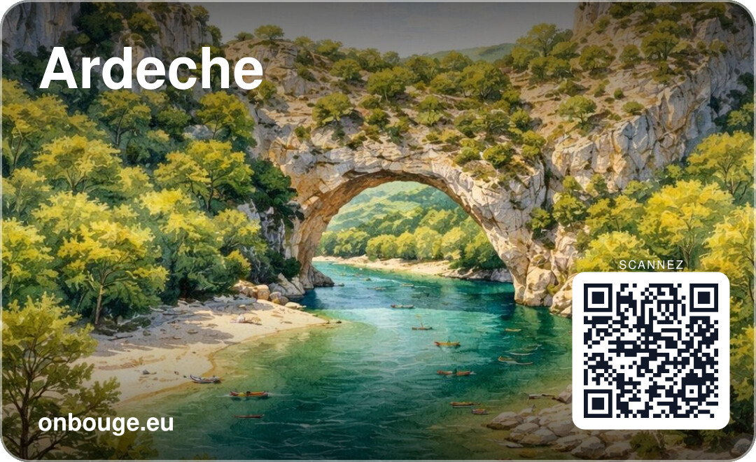 Aquarelle Ardèche — carte OnBouge avec QR