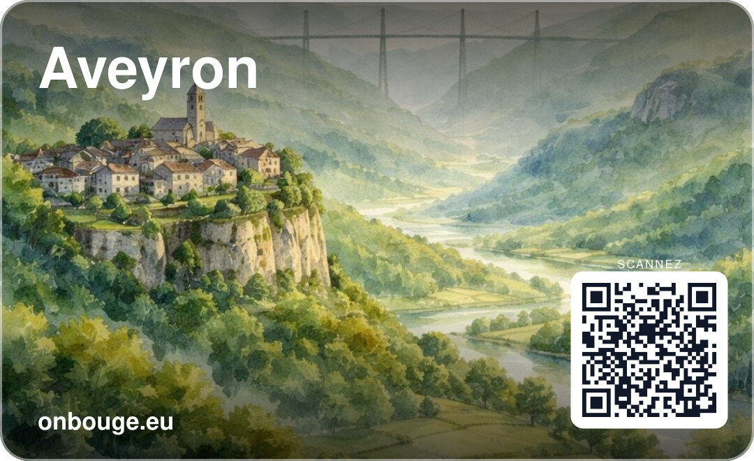 Aquarelle Aveyron — carte OnBouge avec QR