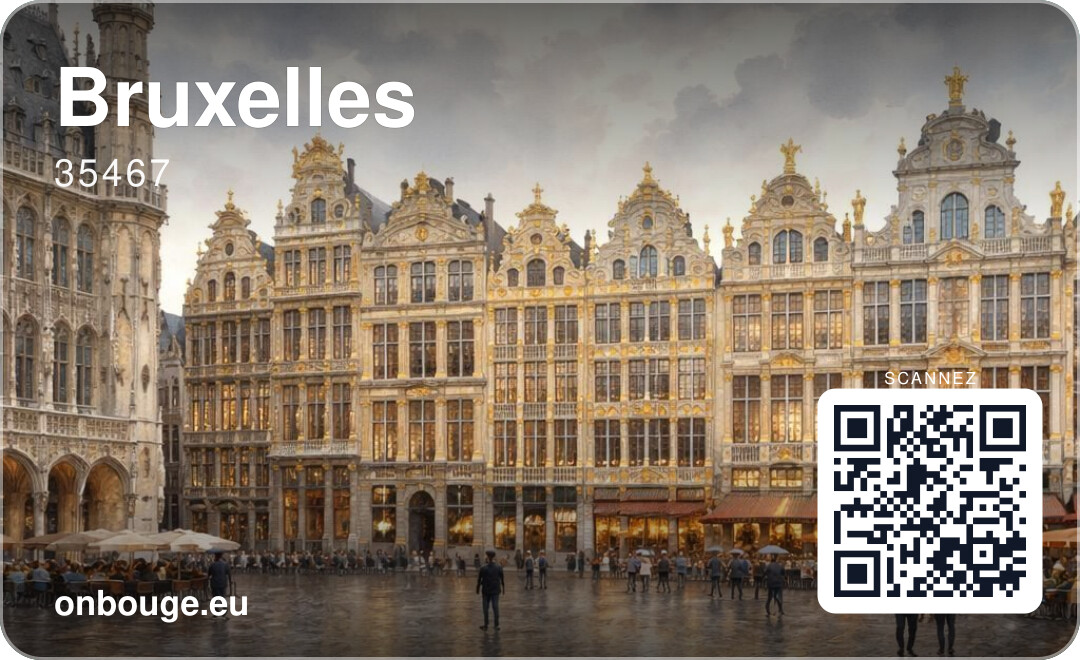 Aquarelle de Bruxelles — carte OnBouge avec QR