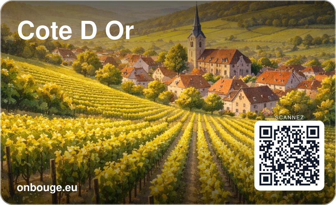 Aquarelle Côte-d'Or — carte OnBouge avec QR