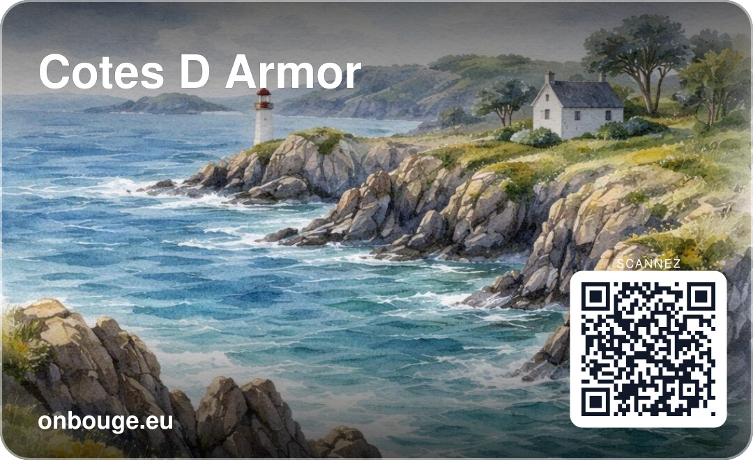 Aquarelle Côtes-d'Armor — carte OnBouge avec QR