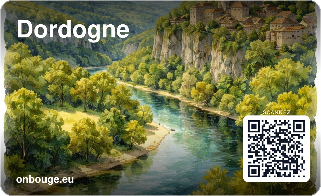 Aquarelle Dordogne — carte OnBouge avec QR