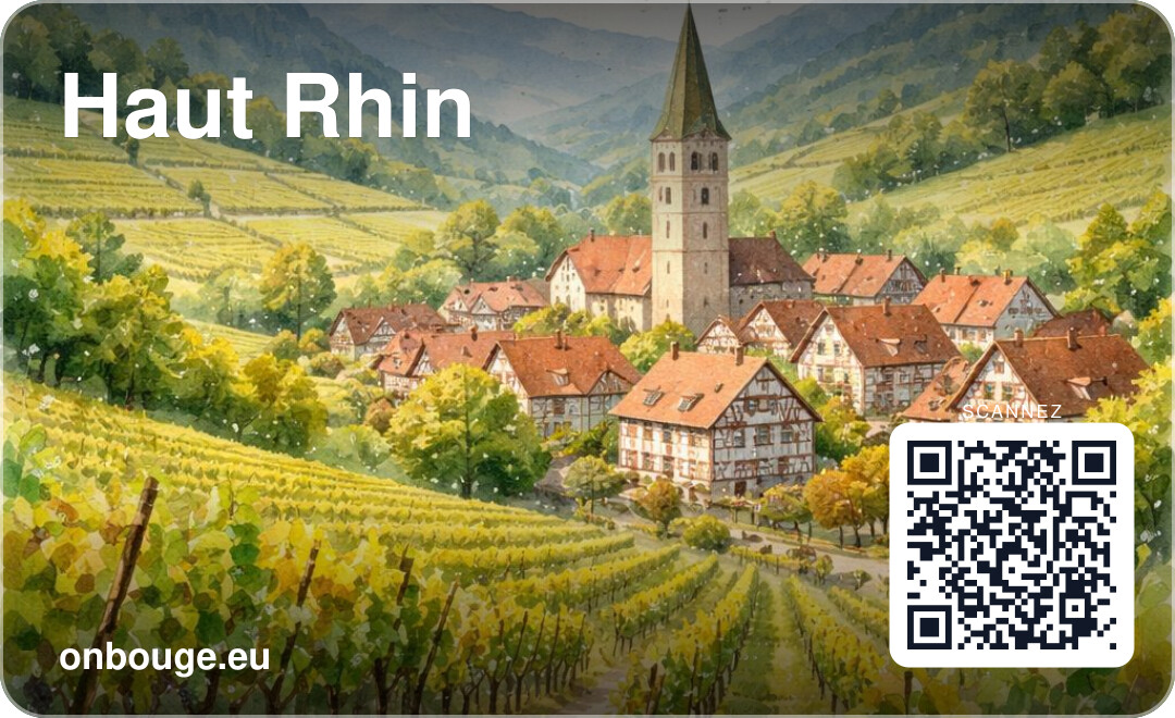 Aquarelle Haut-Rhin — carte OnBouge avec QR