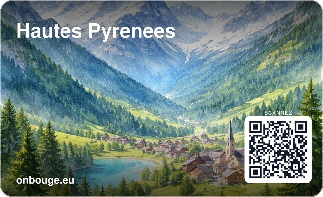 Aquarelle Hautes-Pyrénées — carte OnBouge avec QR