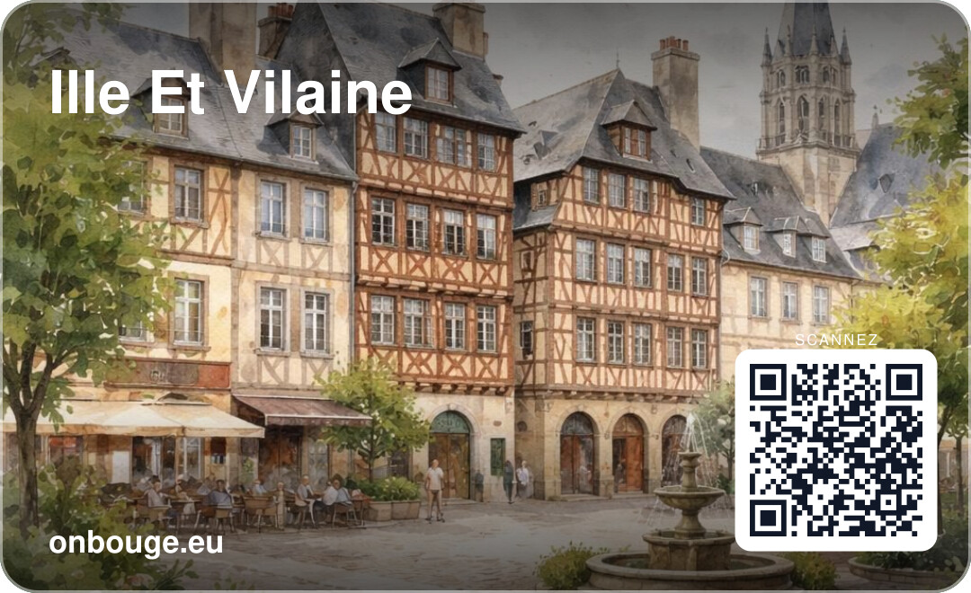 Aquarelle Ille-et-Vilaine — carte OnBouge avec QR