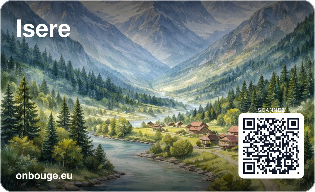 Aquarelle Isère — carte OnBouge avec QR