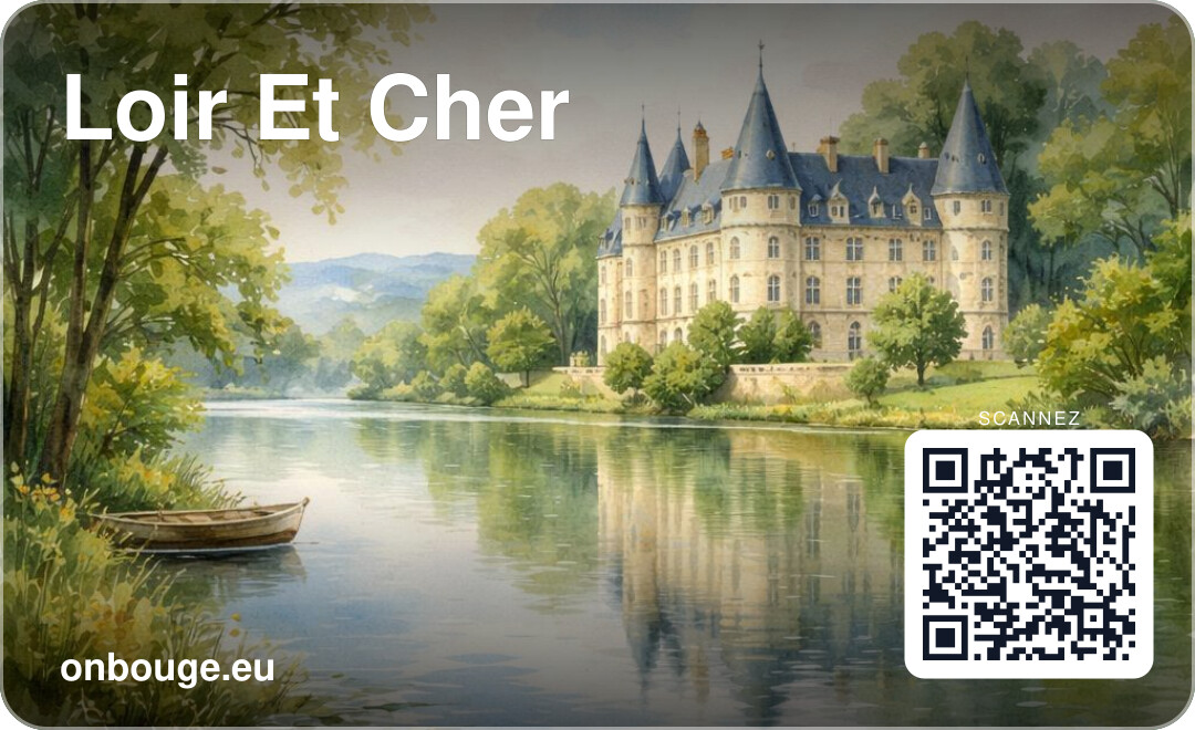 Aquarelle Loir-et-Cher — carte OnBouge avec QR