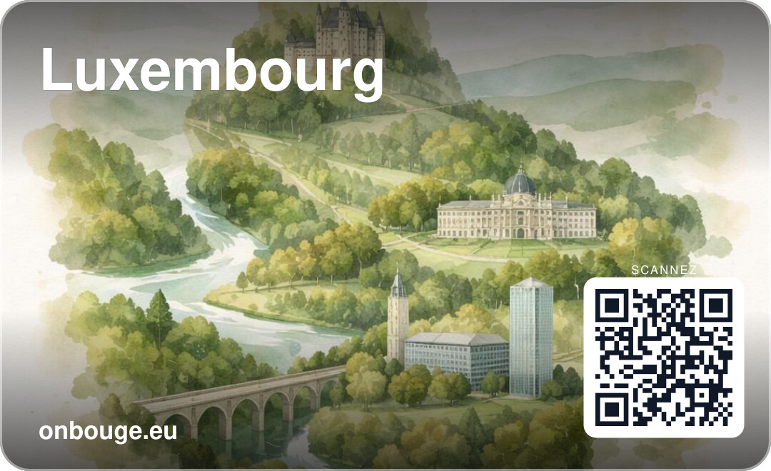 Aquarelle du Luxembourg — carte OnBouge avec QR