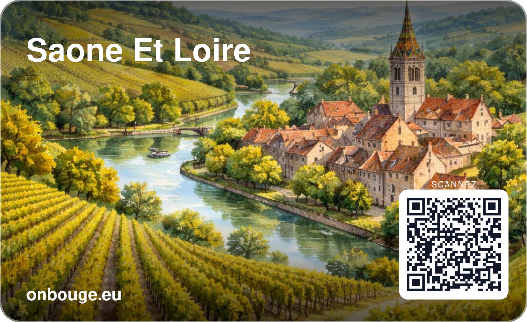 Aquarelle Saône-et-Loire — carte OnBouge avec QR