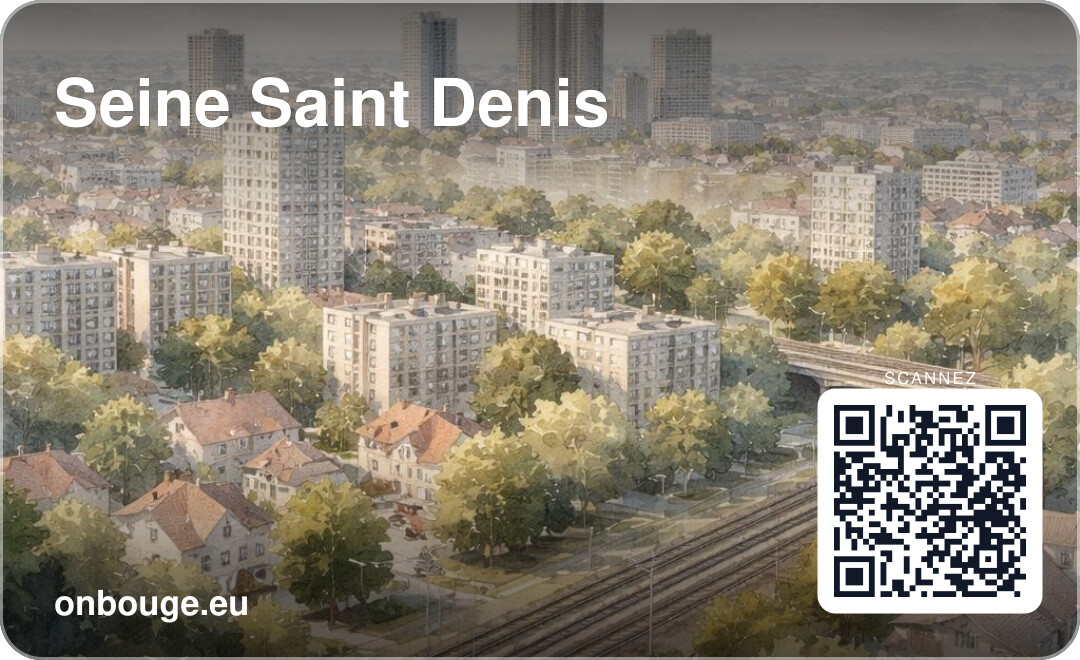 Aquarelle Seine-Saint-Denis — carte OnBouge avec QR