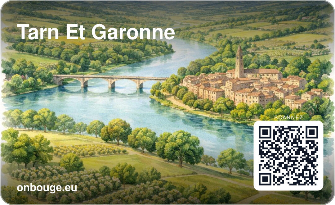 Aquarelle Tarn-et-Garonne — carte OnBouge avec QR