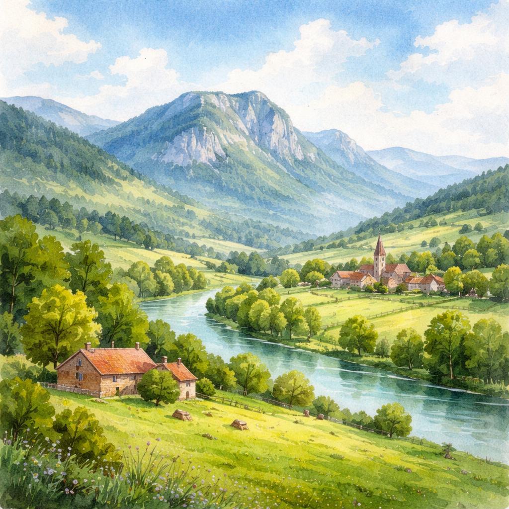 Ain — illustration départementale (aquarelle de la ville à venir)