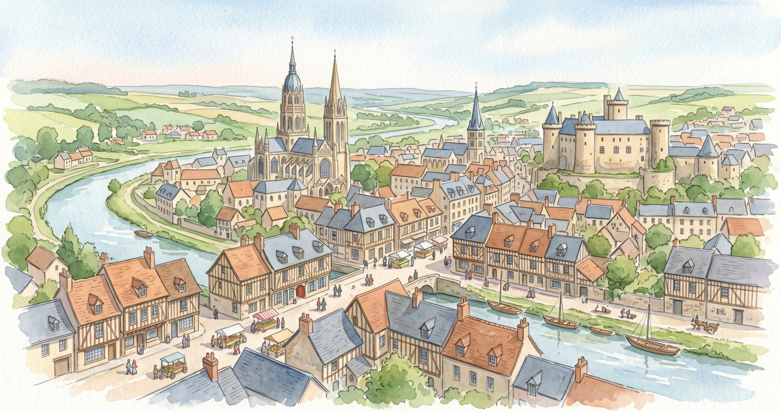 Aquarelle Normandie