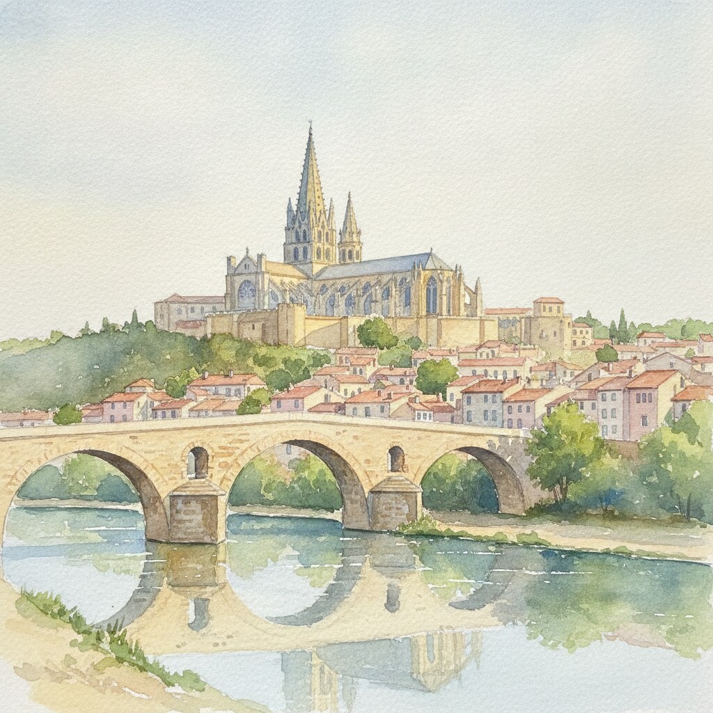 Béziers — aquarelle — France
