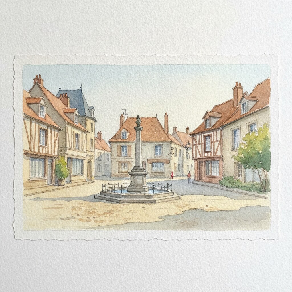Courcelles-sur-Seine — aquarelle — France