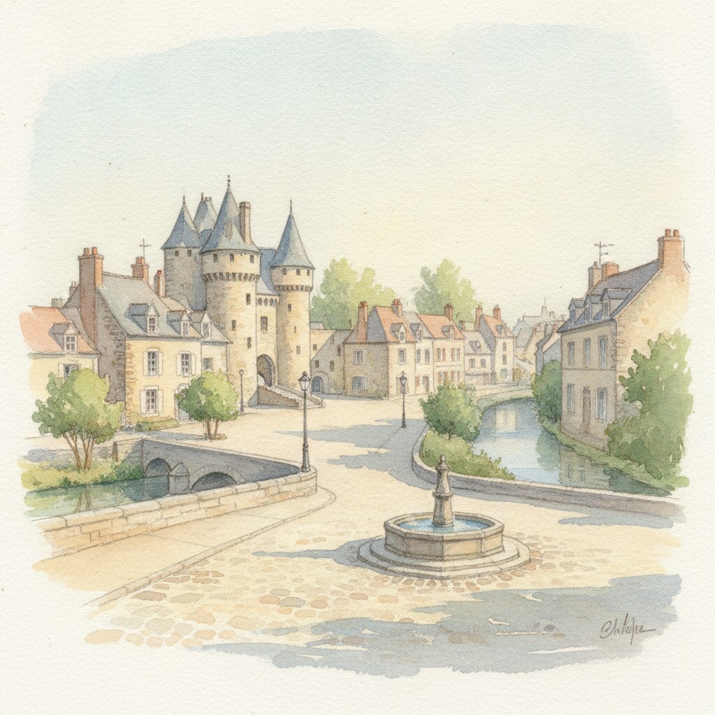 Creully sur Seulles — acuarela — Francia