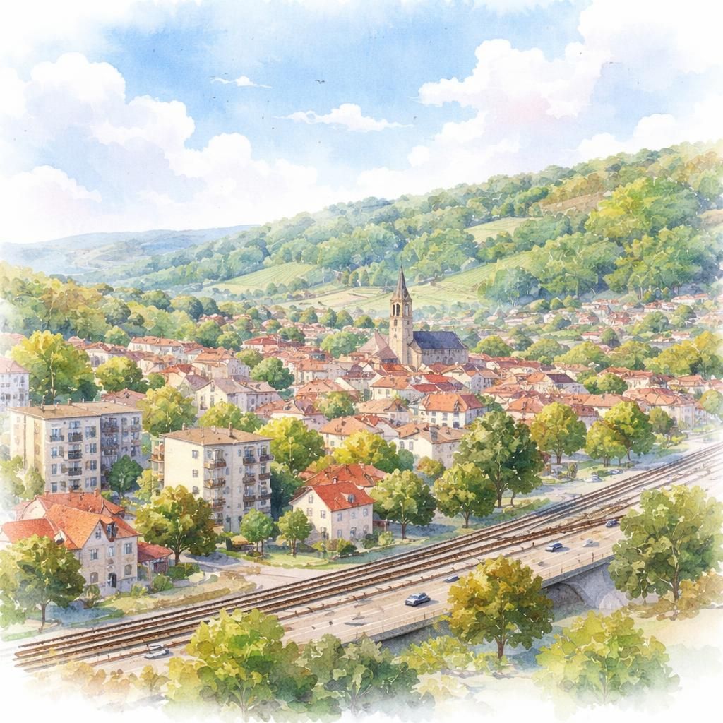 Épône — aquarelle — France