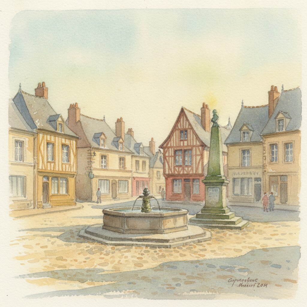 Fontenay-le-Marmion — acuarela — Francia