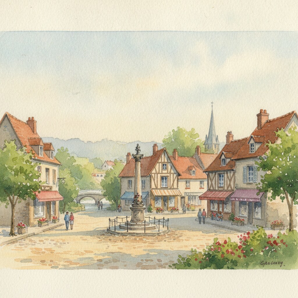 Gasny — aquarelle — France