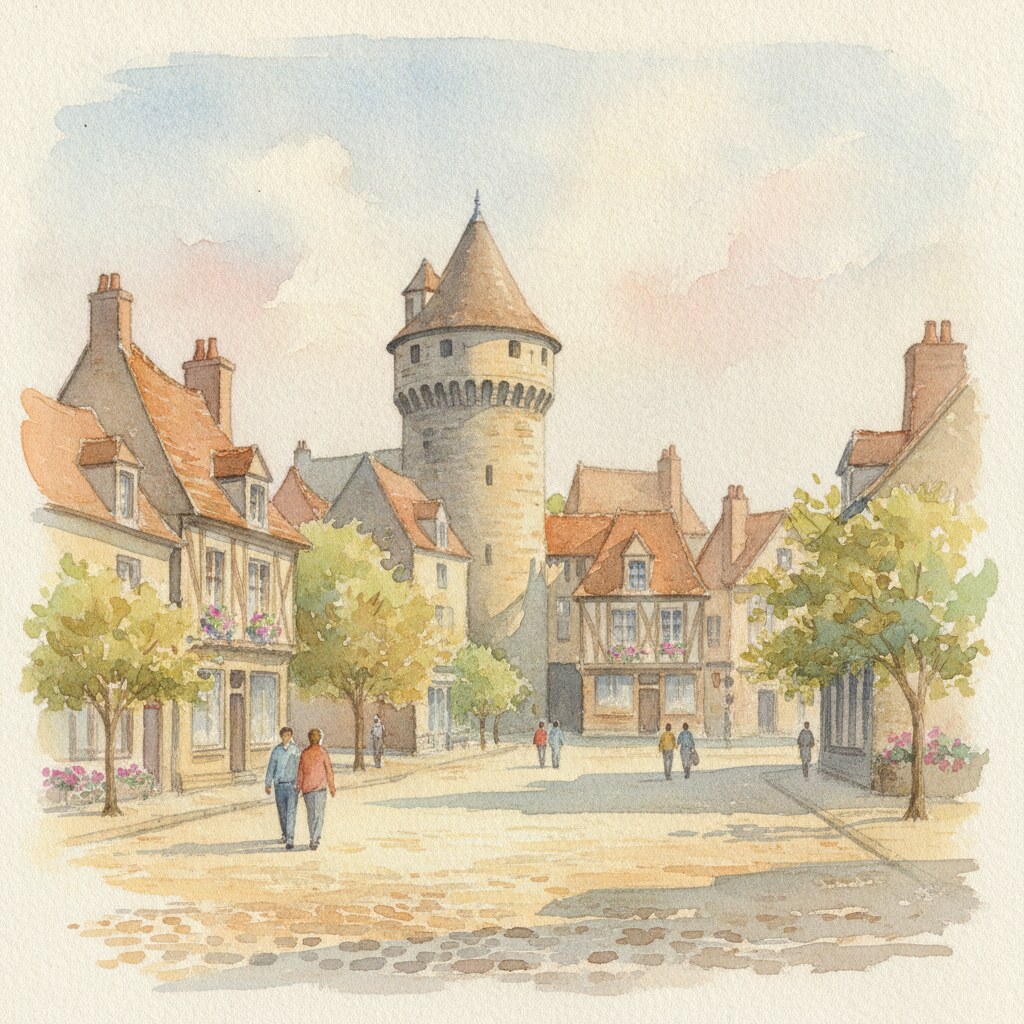 Houdan — aquarelle — France