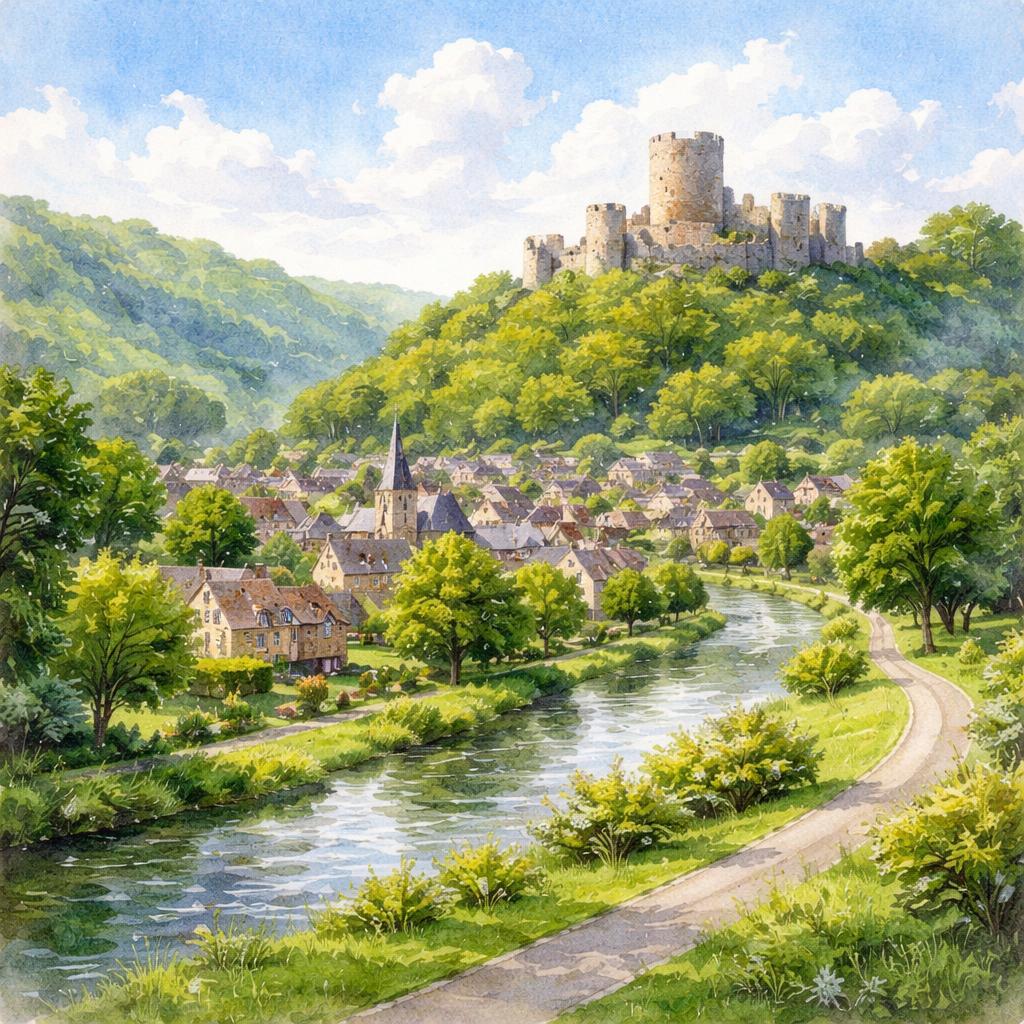 Ivry-la-Bataille — aquarelle — France