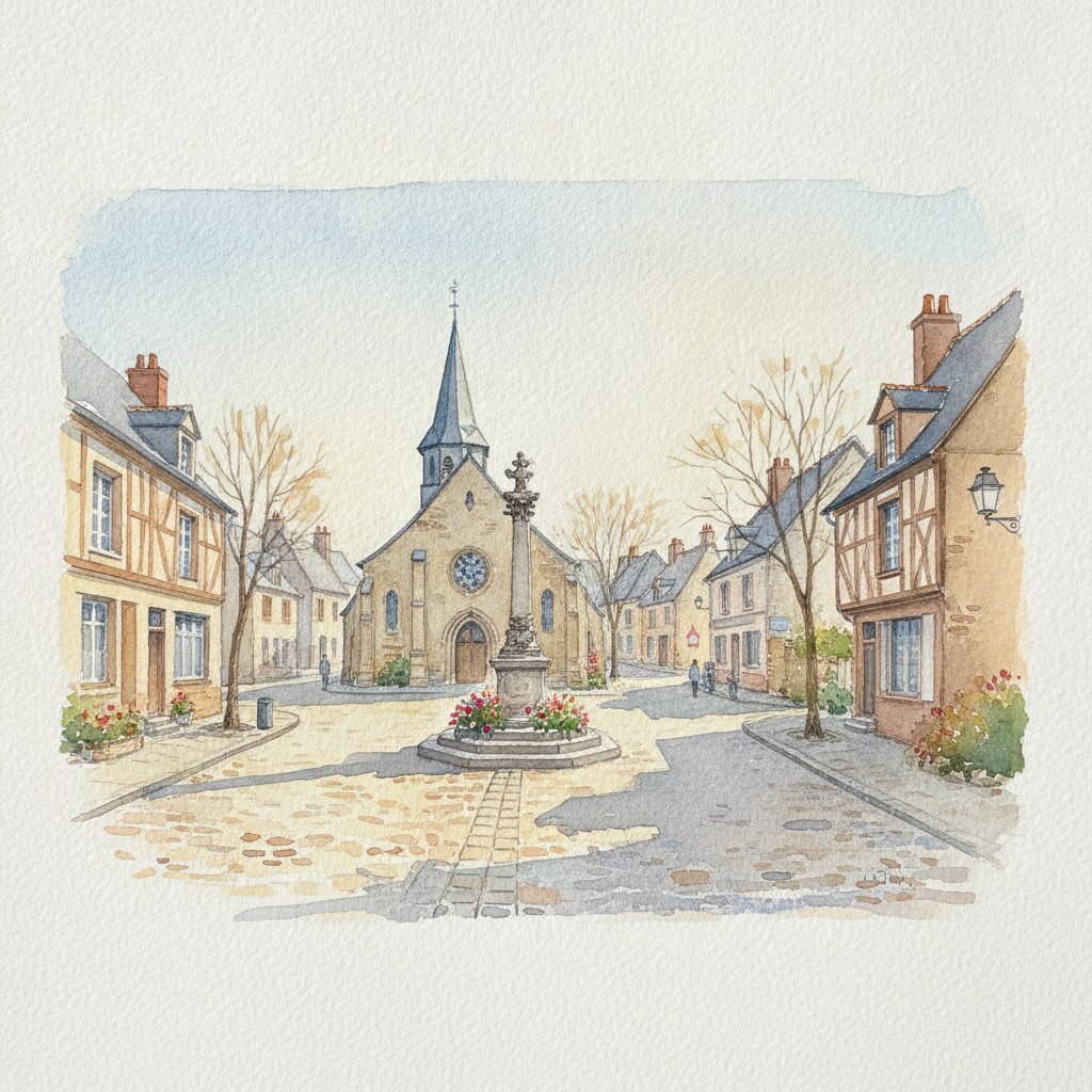 La Chapelle-Longueville — aquarelle — France