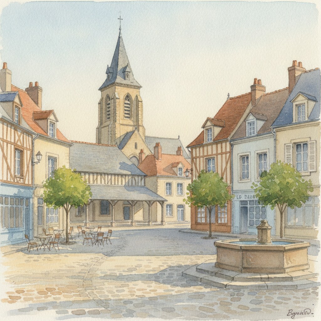 Le Neubourg — aquarelle — France