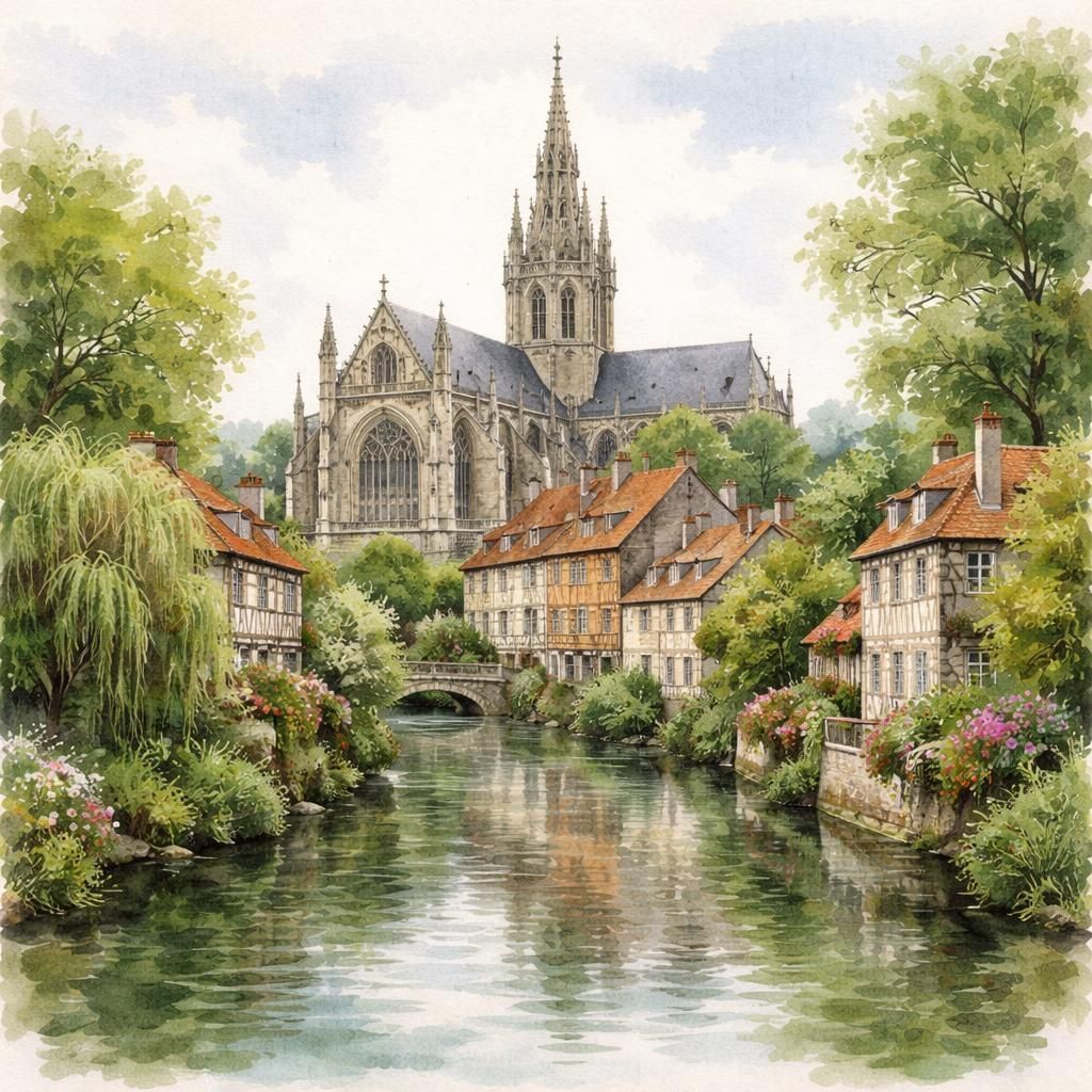Louviers — aquarelle — France