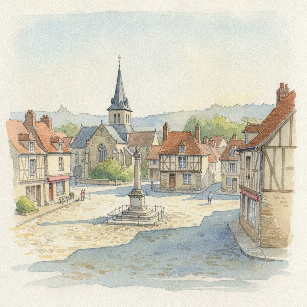 Mesnil-en-Ouche — aquarelle — France