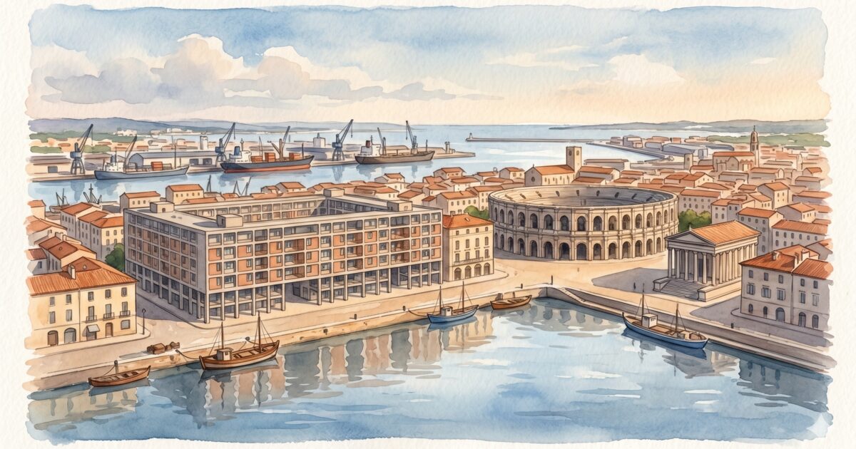 Nîmes — aquarelle — France