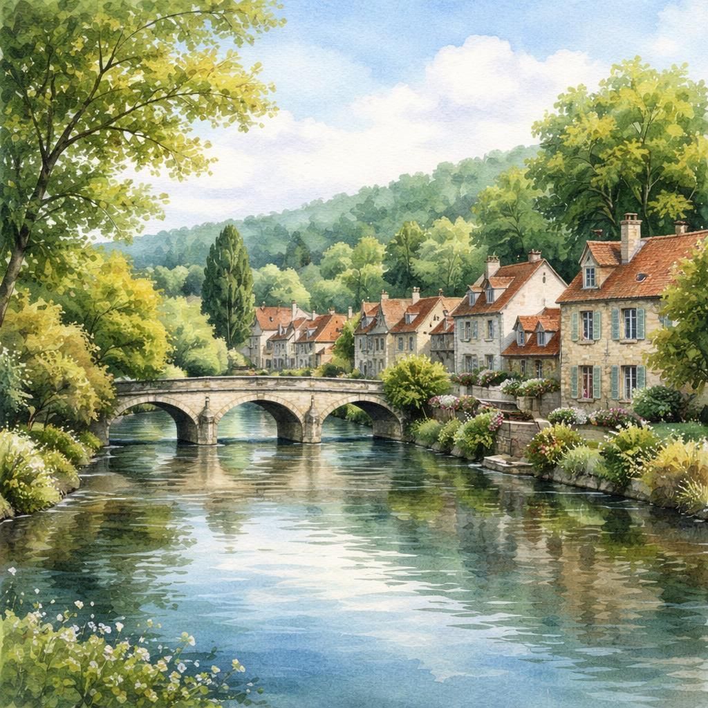 Pacy-sur-Eure — aquarelle — France