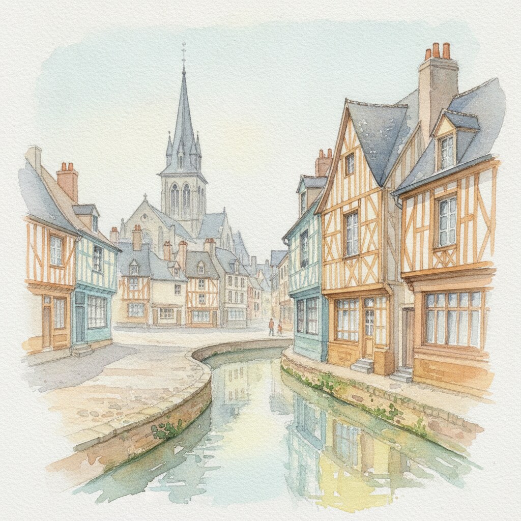 Pont-Audemer — aquarelle — France