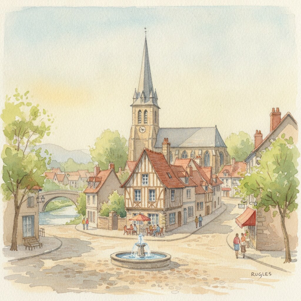Rugles — aquarelle — France