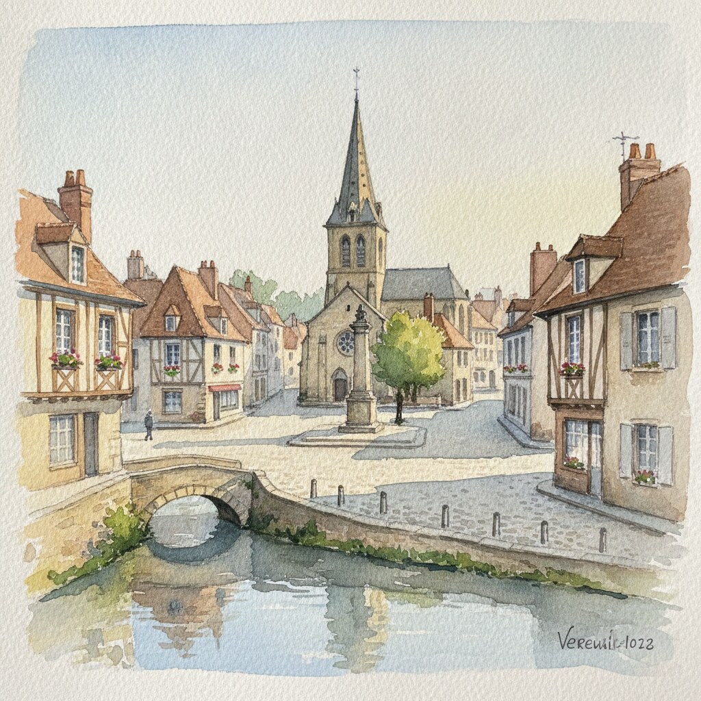 Verneuil-sur-Seine — aquarelle — France