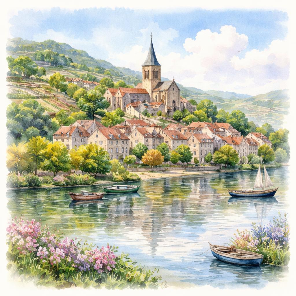 Vétheuil — aquarelle — France